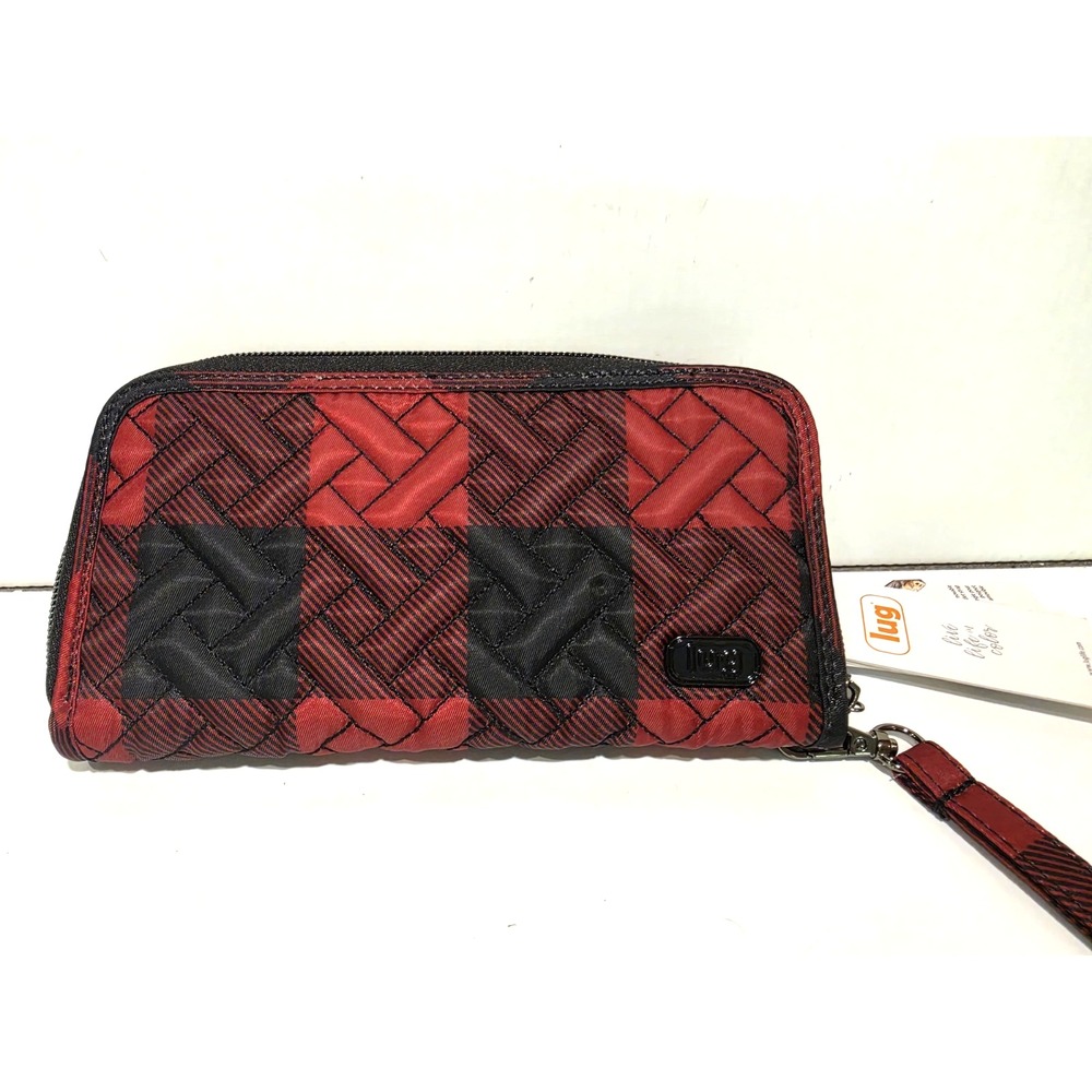 Lug Women's Handspring Wristlet Tandem Zip Folding Wallet Plaid Pattern RFID